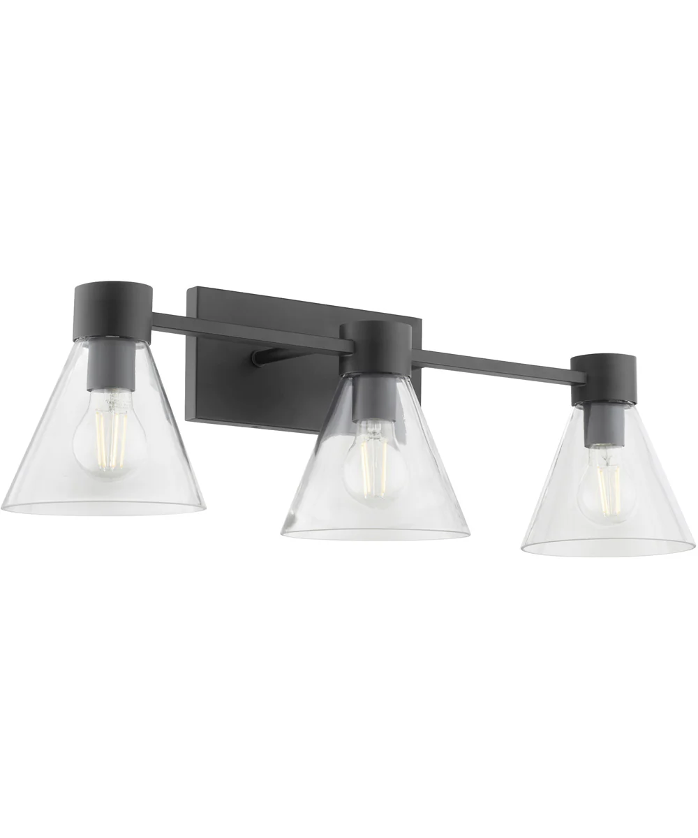 Beldar 3-light Bath Vanity Light Matte Black w/ Clear Glass - Image 6