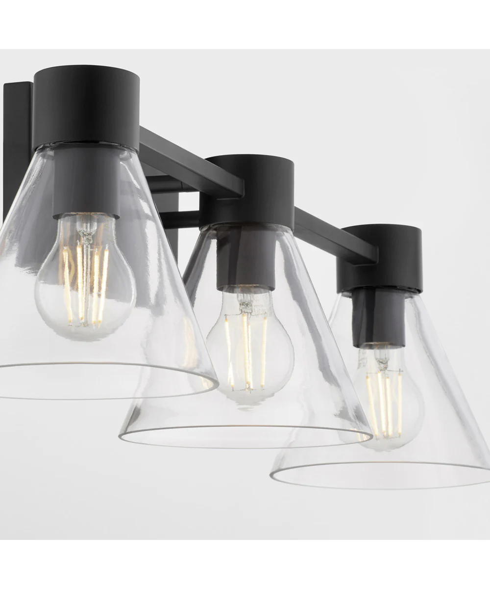 Beldar 3-light Bath Vanity Light Matte Black w/ Clear Glass - Image 7