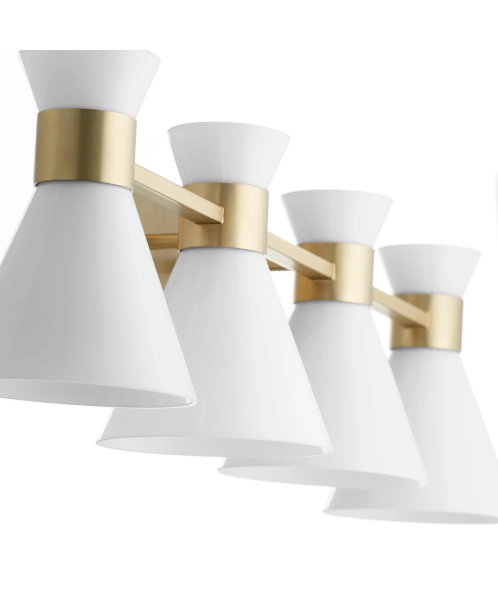 Beldar 4-light Bath Vanity Light Aged Brass w/ Gloss Opal - Image 3