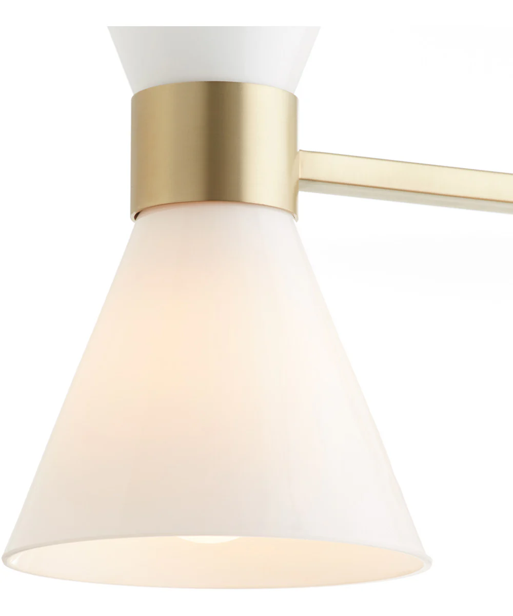 Beldar 4-light Bath Vanity Light Aged Brass w/ Gloss Opal - Image 4