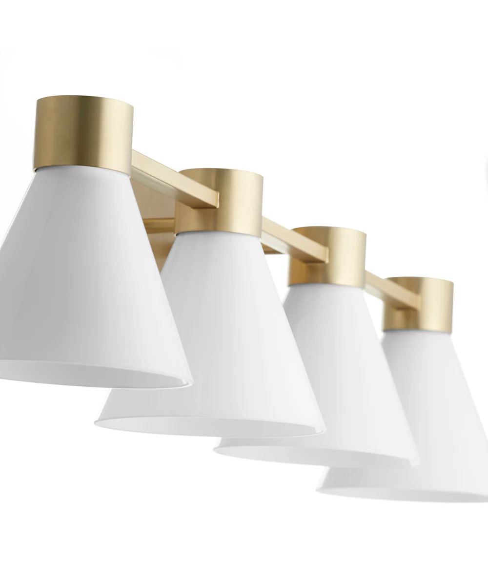 Beldar 4-light Bath Vanity Light Aged Brass w/ Gloss Opal - Image 7