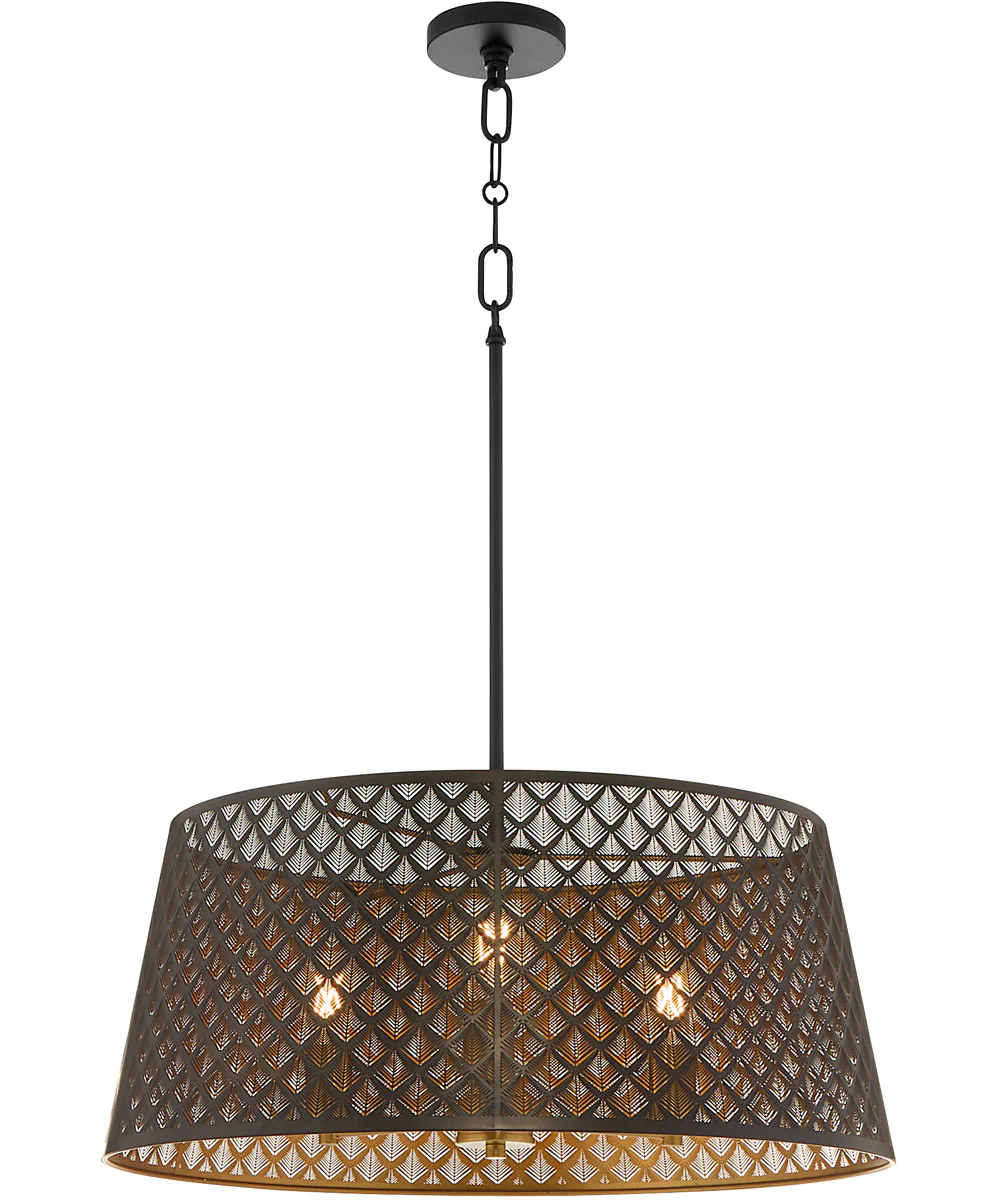 Benedict 3-light Pendant Matte Black|Aged Brass - Image 2