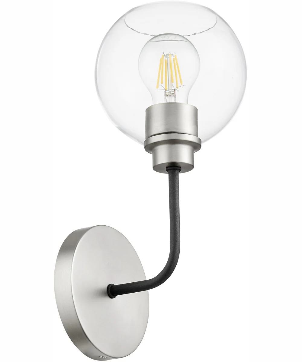 Clarion 1-light Wall Mount Light Fixture Textured Black w/ Satin Nickel