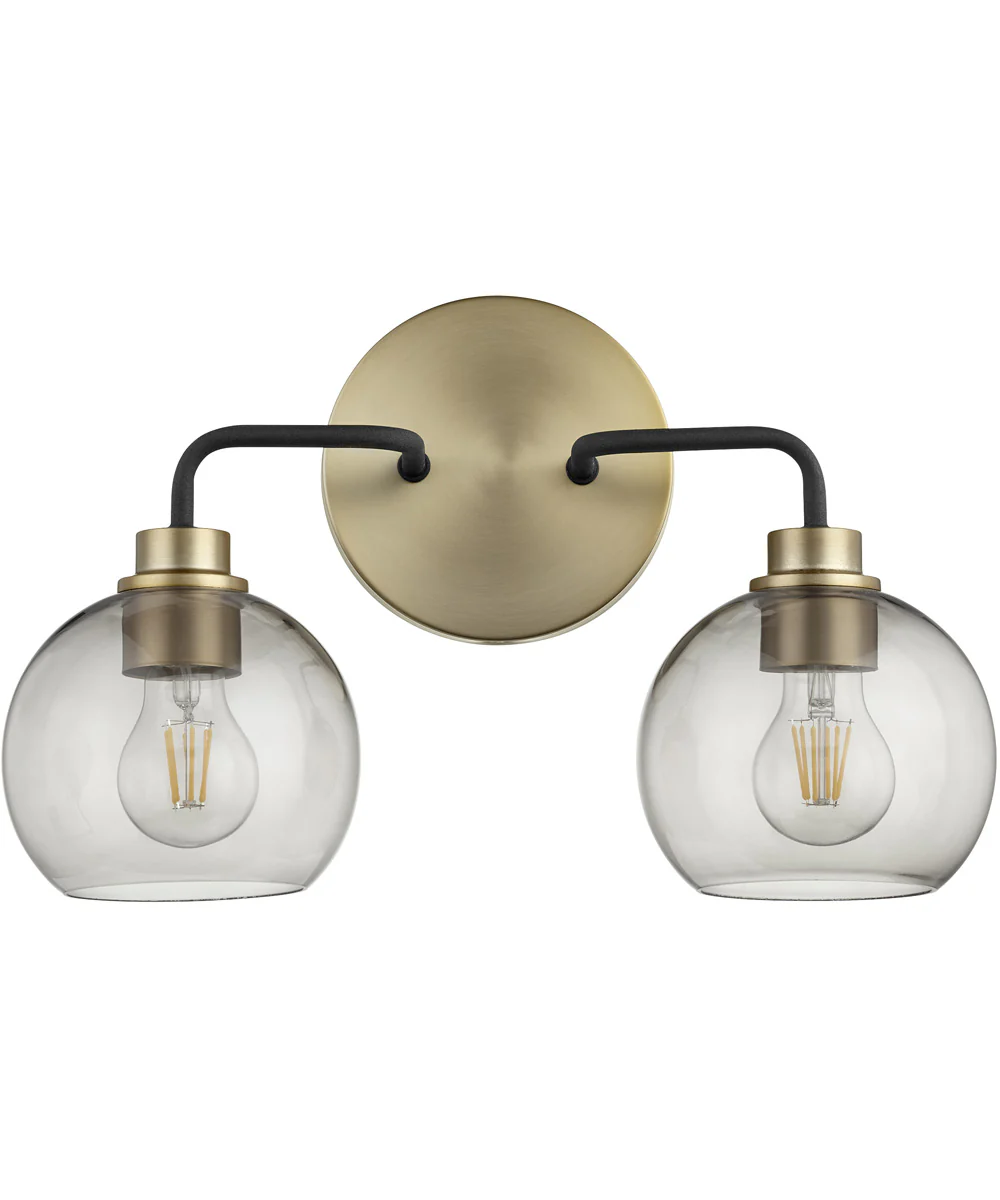 Clarion 2-light Bath Vanity Light Textured Black w/ Aged Brass