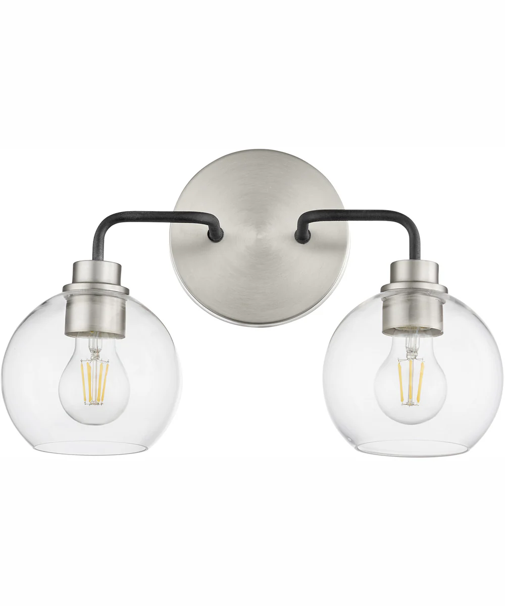 Clarion 2-light Bath Vanity Light Textured Black w/ Satin Nickel