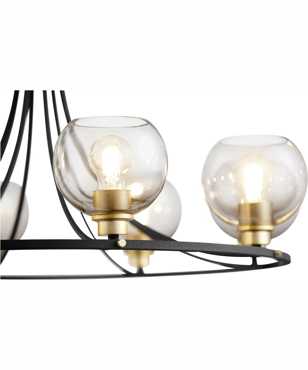 Clarion 8-light Chandelier Textured Black w/ Aged Brass - Image 2