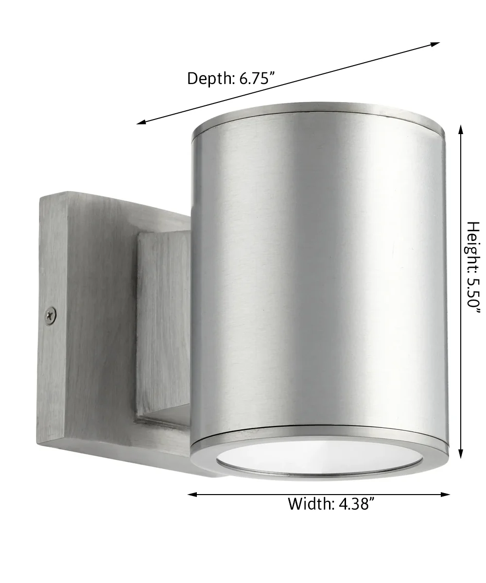 Cylinder 2-light LED Outdoor Wall Lantern Brushed Aluminum - Image 2