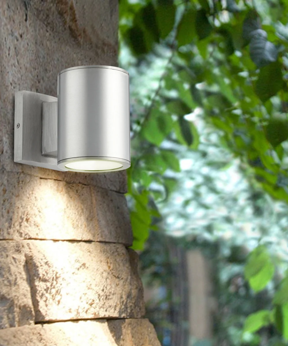 Cylinder 2-light LED Outdoor Wall Lantern Brushed Aluminum - Image 3