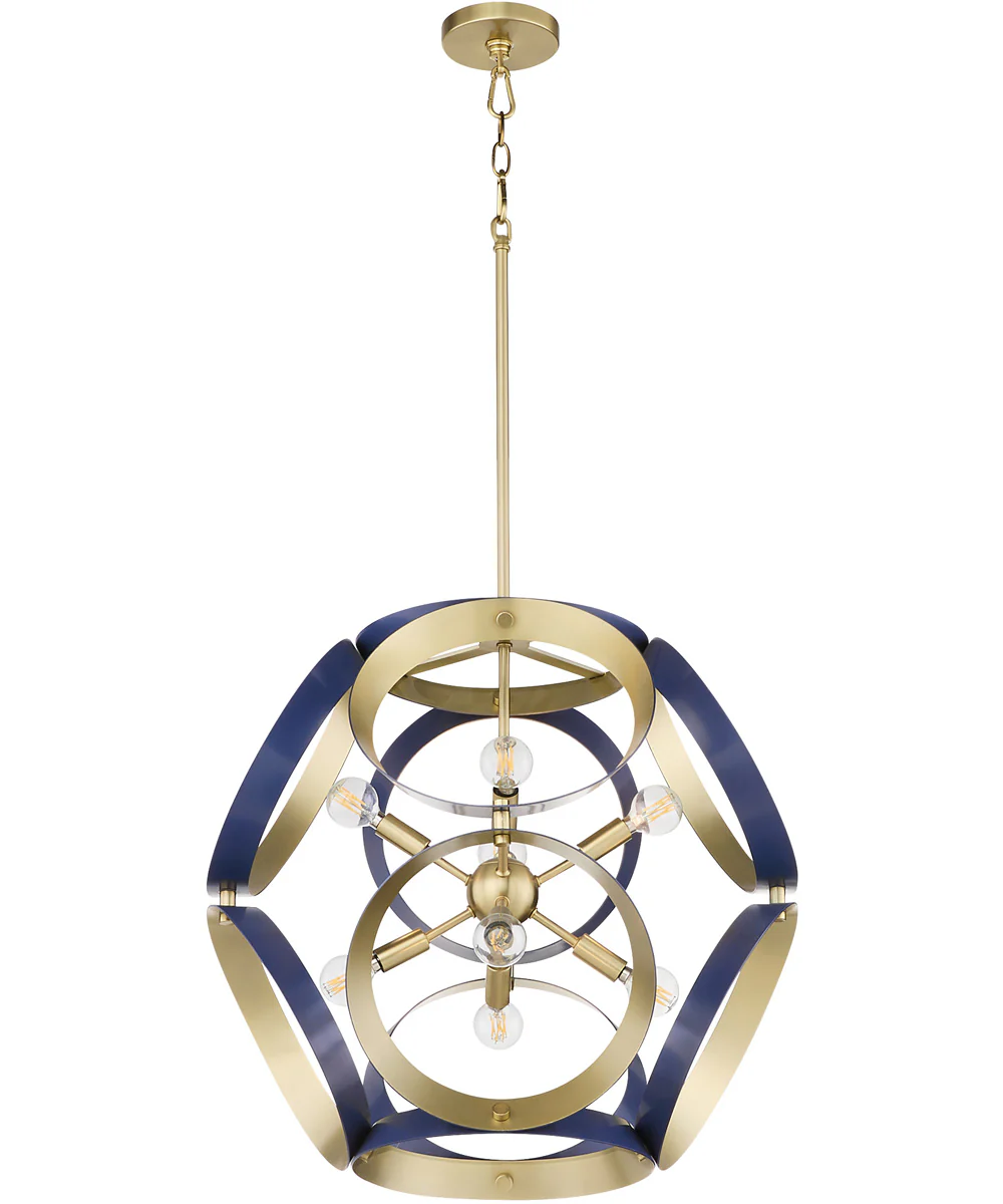 Domain 8-light Pendant Blue|Aged Brass