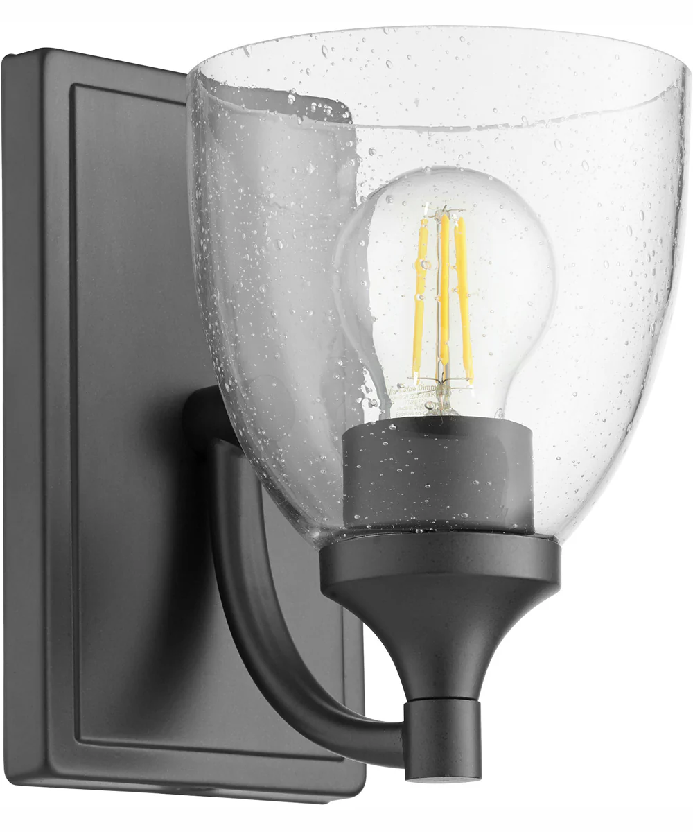Enclave 1-light Wall Mount Light Fixture Matte Black w/ Clear/Seeded