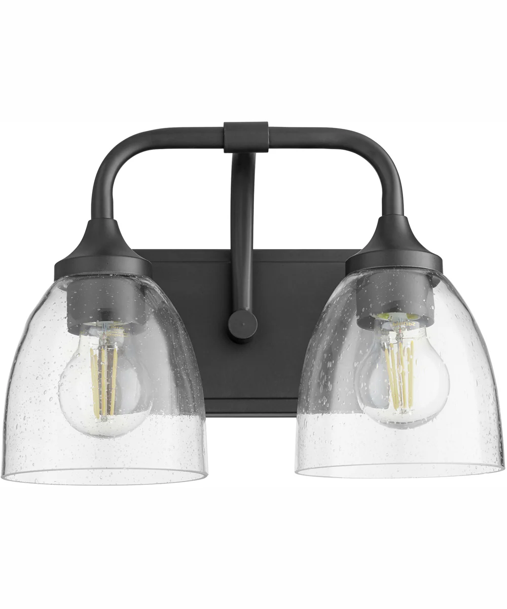 Enclave 2-light Bath Vanity Light Matte Black w/ Clear/Seeded