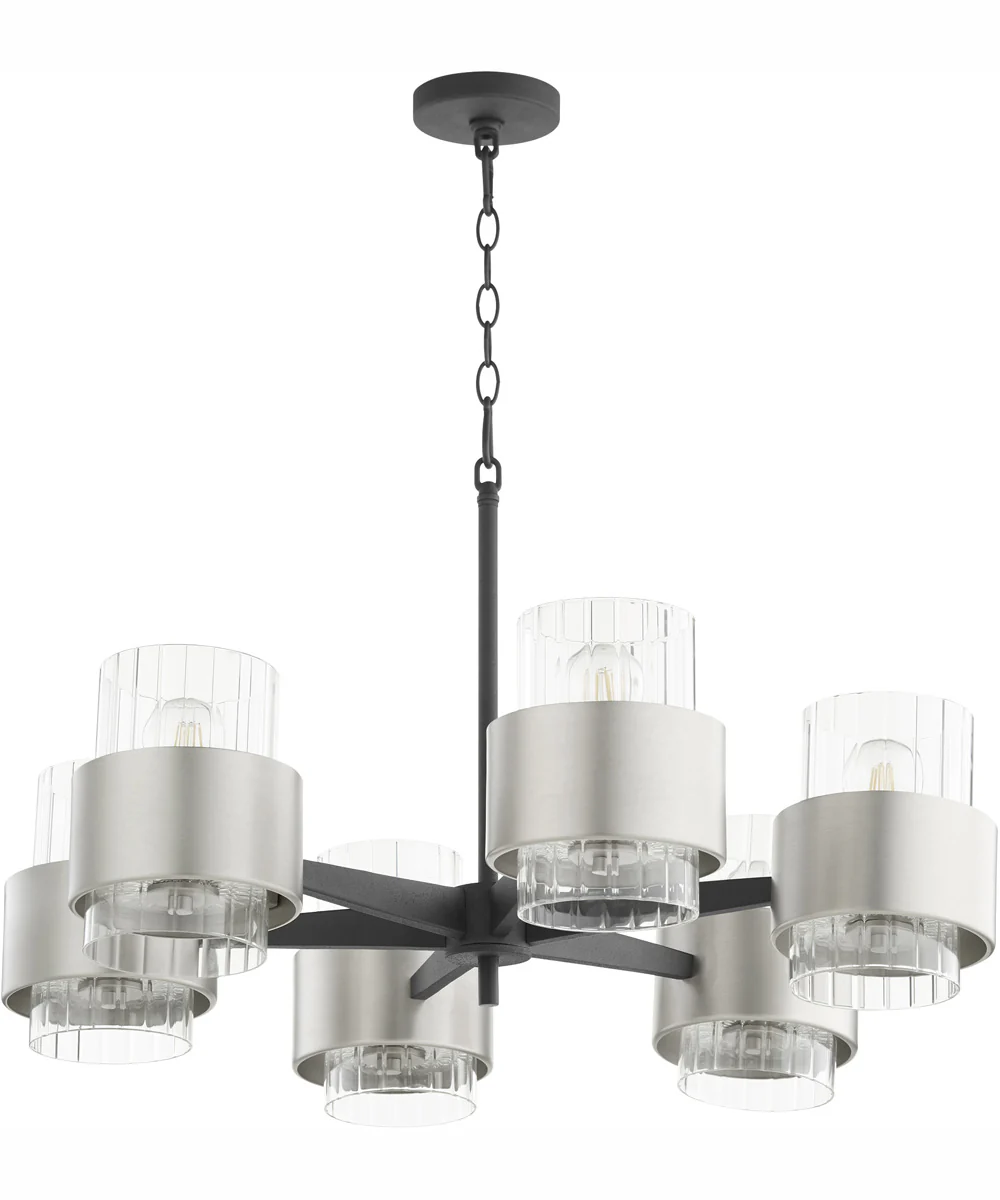 Epsilon 6-light Chandelier Textured Black w/ Satin Nickel - Image 3