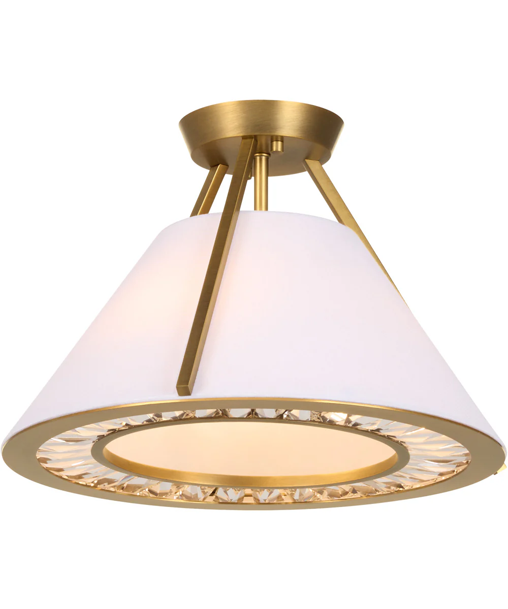 Gorham 3-light Ceiling Flush Mount Brushed Brass|Clear|White - Image 2