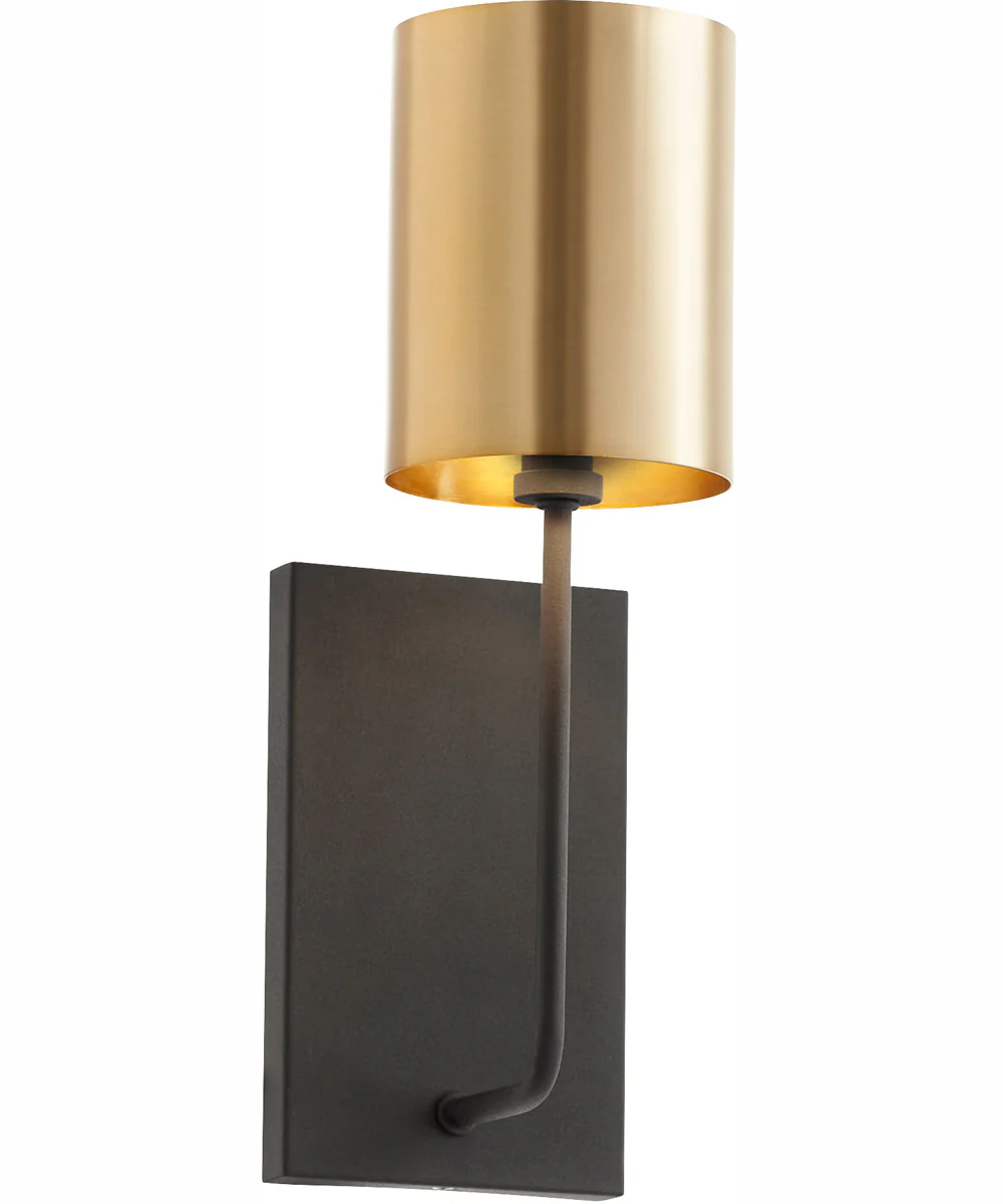 Harmony 1-light Wall Mount Light Fixture Textured Black w/ Aged Brass - Image 2