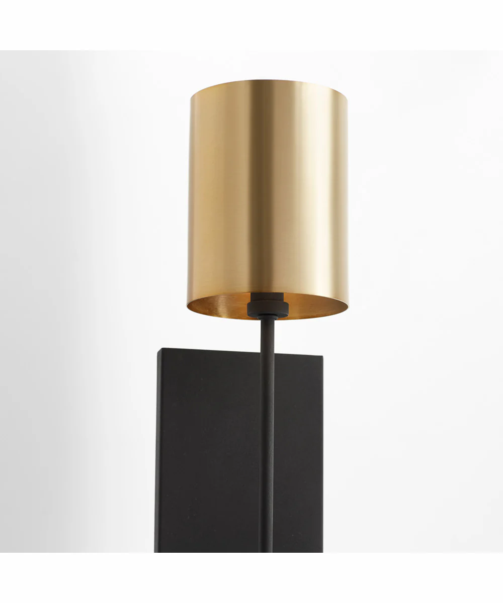 Harmony 1-light Wall Mount Light Fixture Textured Black w/ Aged Brass - Image 3