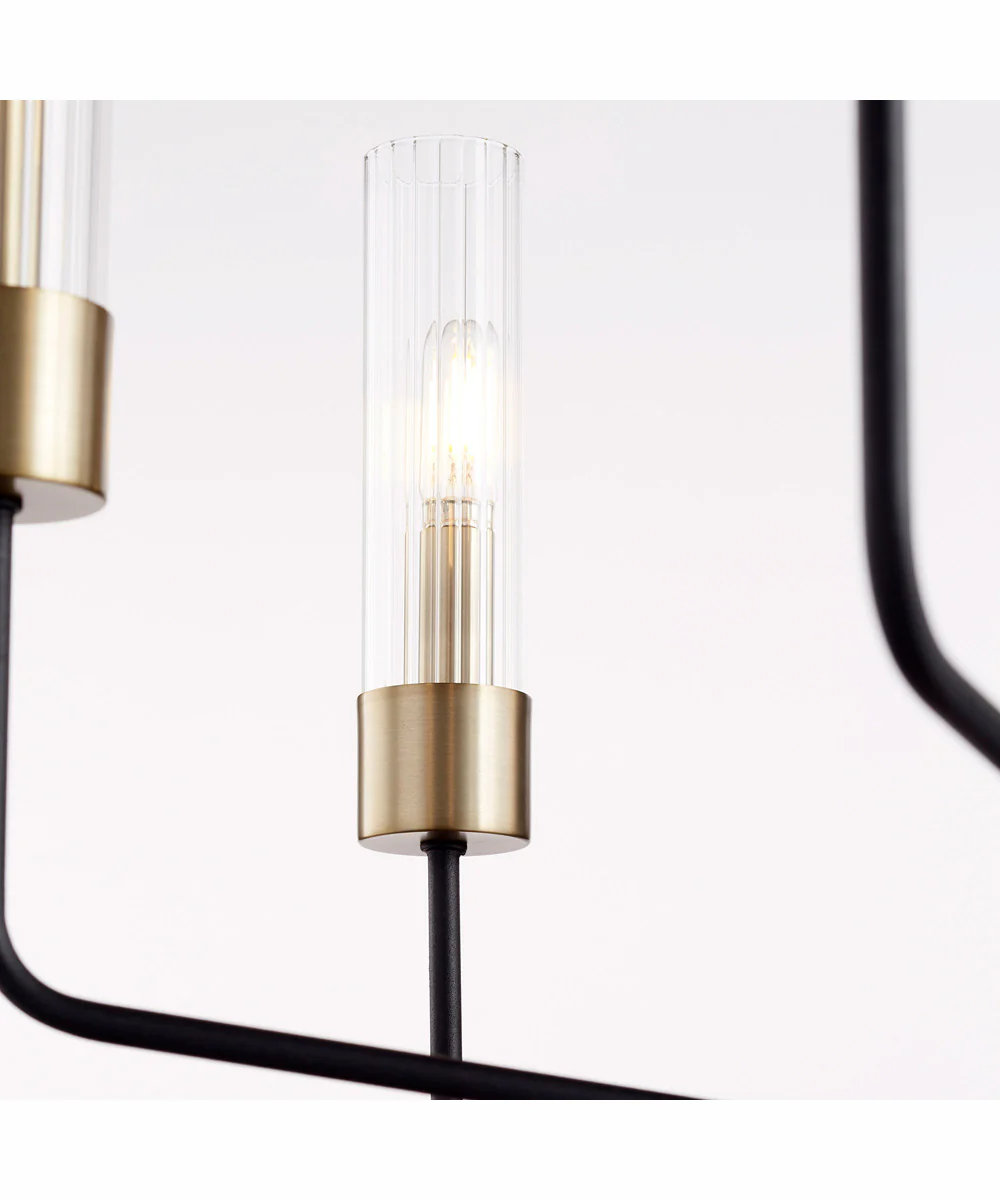 Helix 6-light Chandelier Textured Black w/ Aged Brass - Image 2