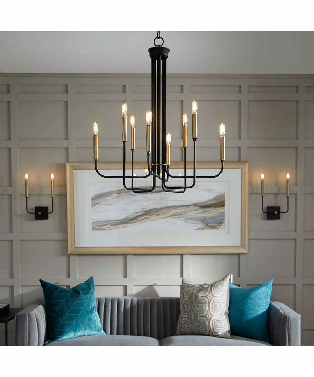 Hope 8-light Chandelier Textured Black w/ Aged Brass - Image 2