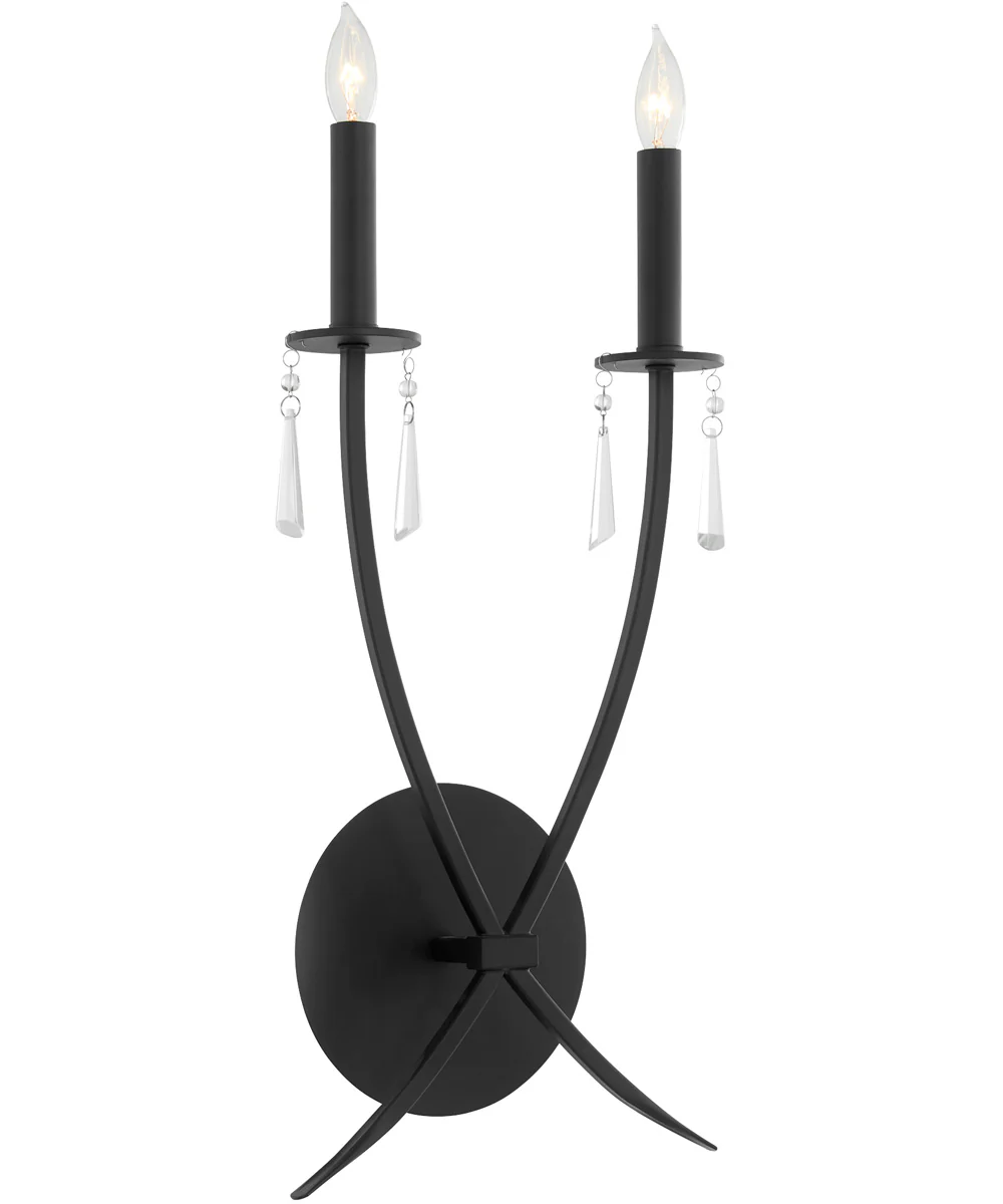 Majesty 2-light Wall Mount Light Fixture Matte Black - Image 2