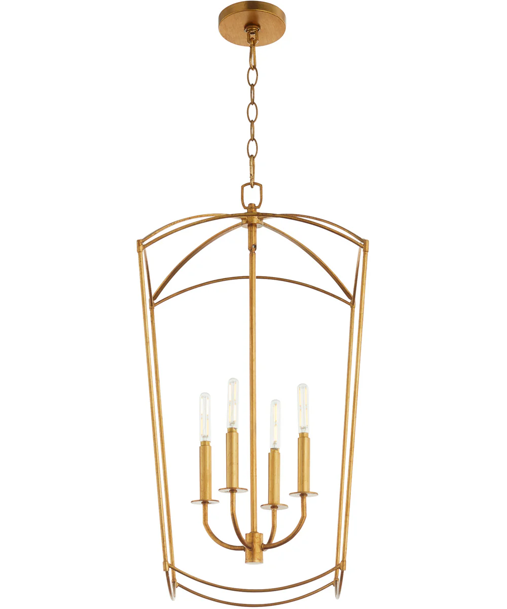 Mantle 4-light Entry Foyer Hall Chandelier Gold Leaf - Image 2