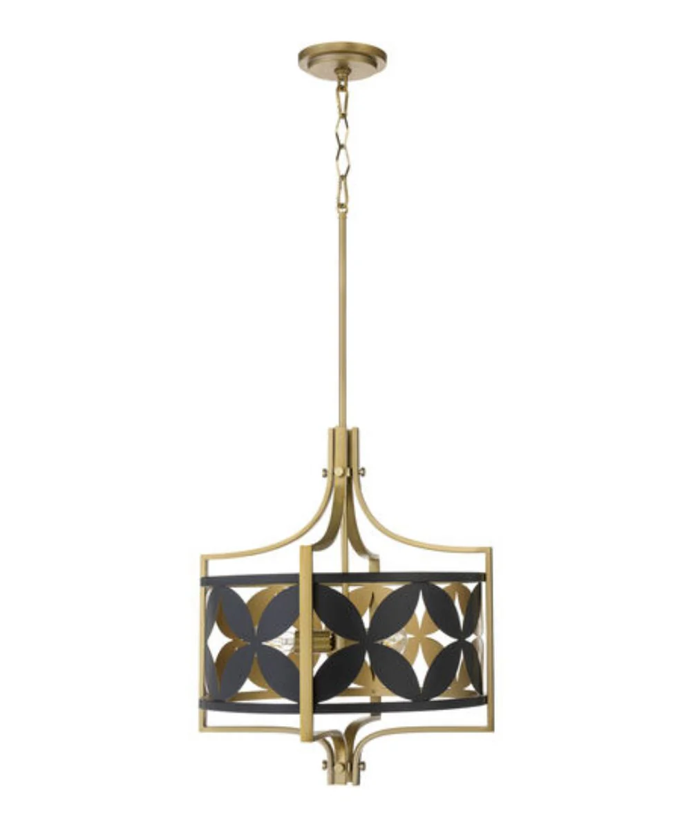 Mariposa 3-light Pendant Matte Black w/Aged Brass - Image 2