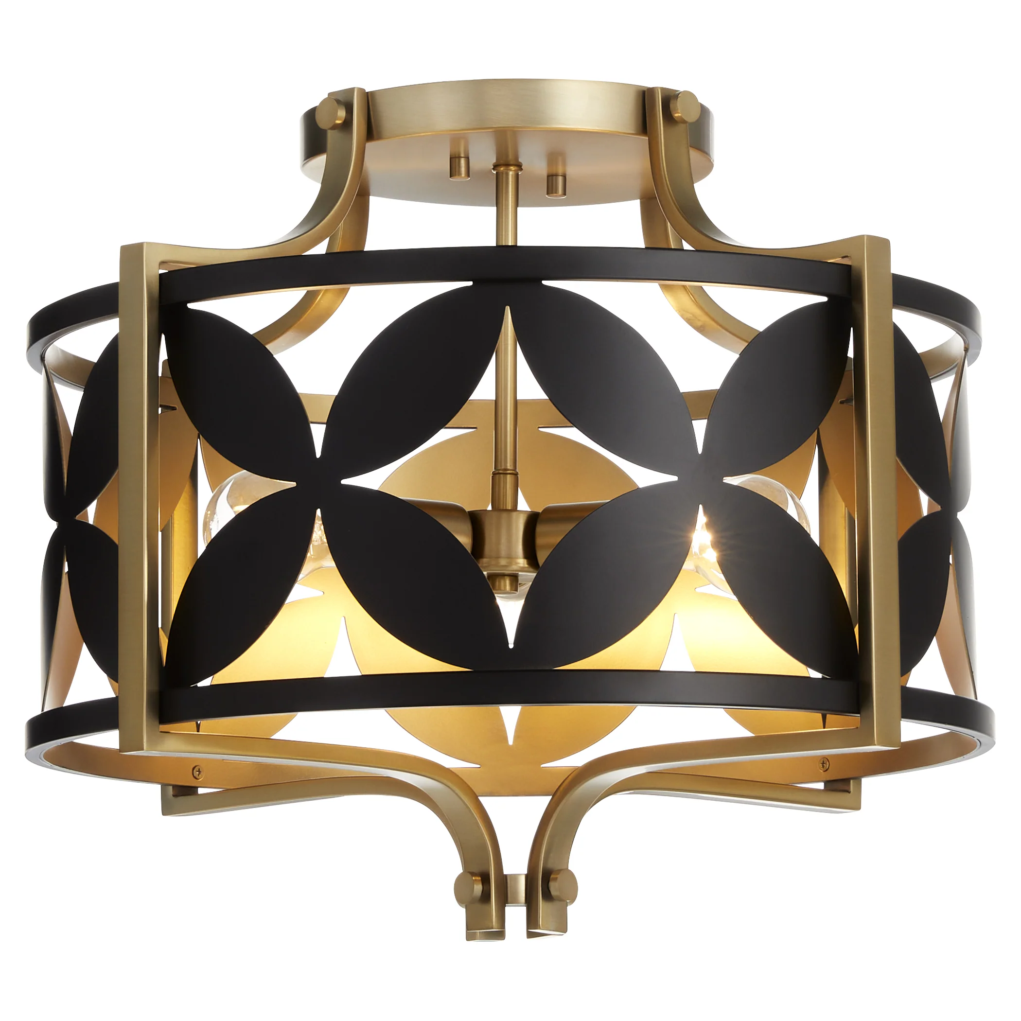 Mariposa 3-light Pendant Matte Black w/Aged Brass - Image 3