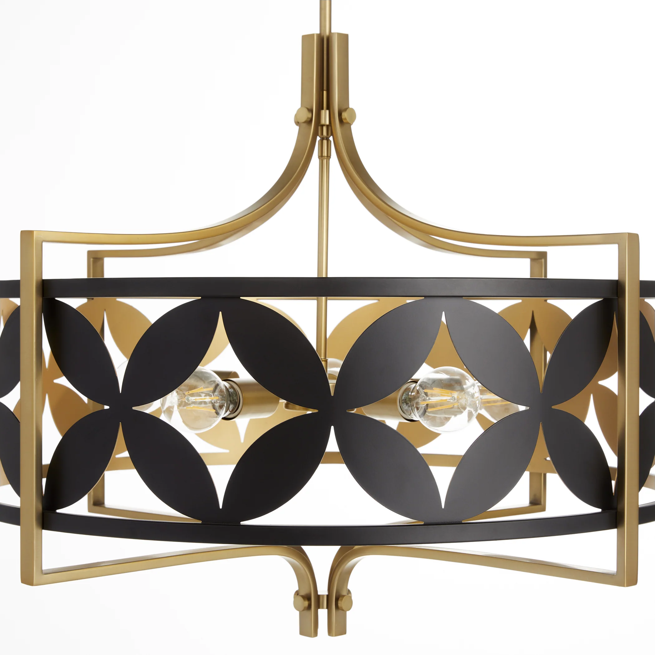 Mariposa 5-light Pendant Matte Black w/Aged Brass - Image 4