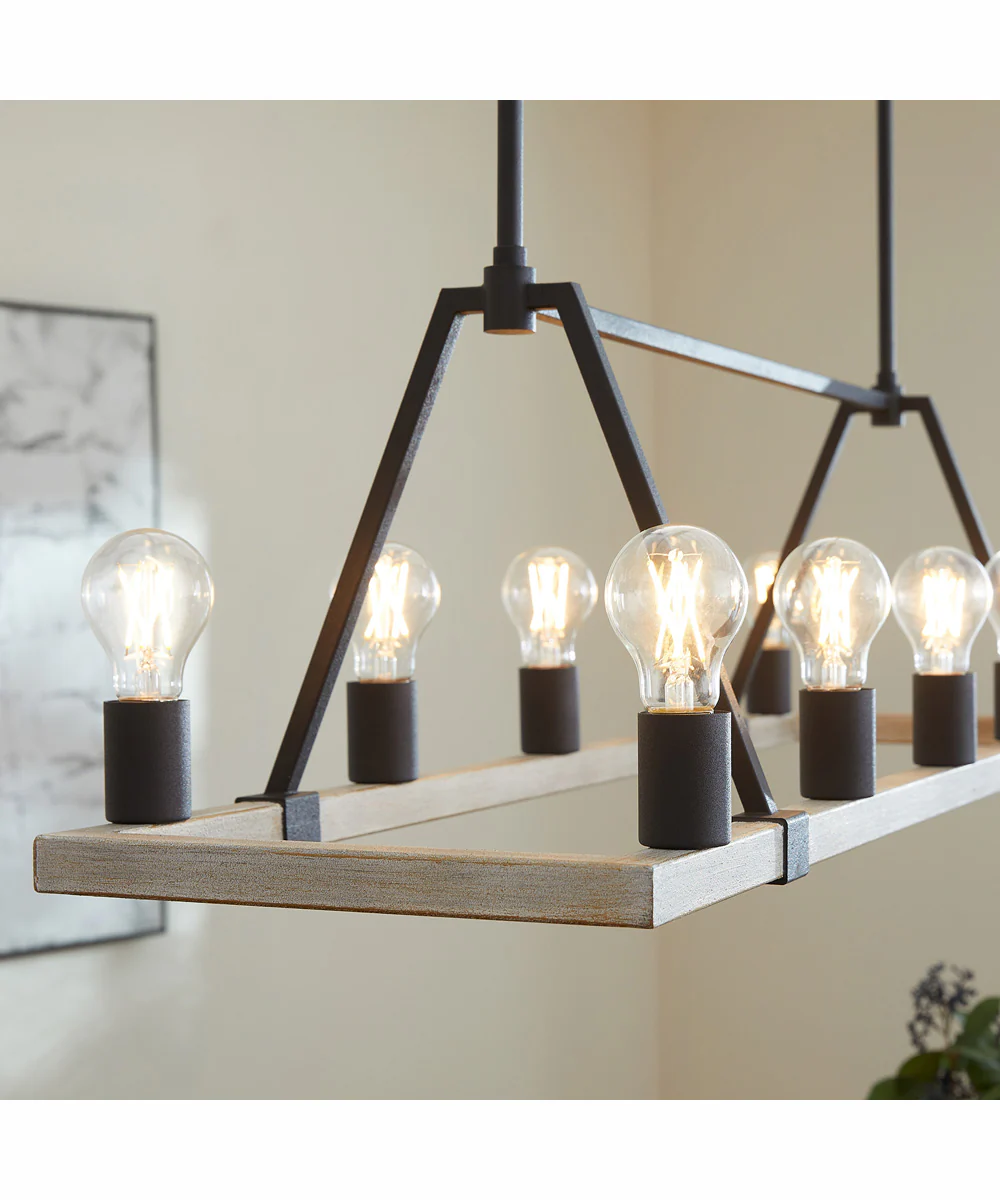 Paxton 10-light Chandelier Textured Black w/ Weathered Oak Finish - Image 3