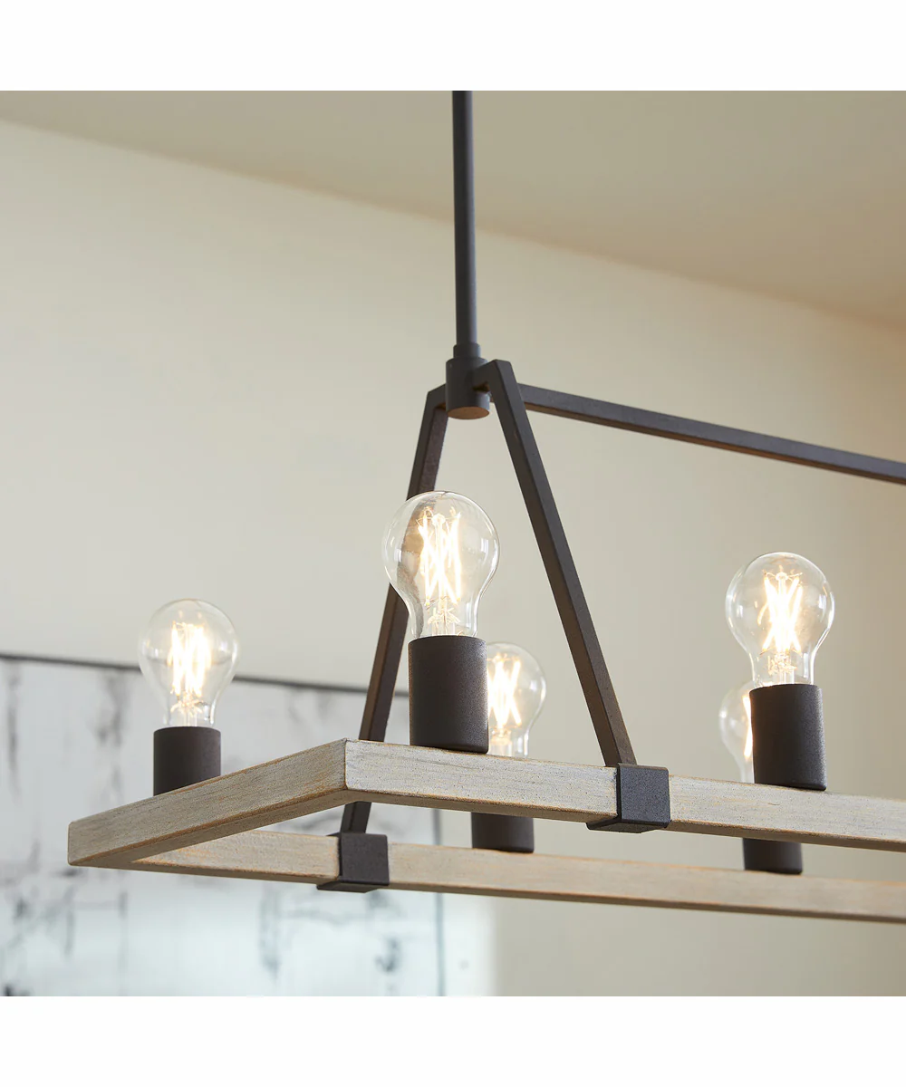 Paxton 10-light Chandelier Textured Black w/ Weathered Oak Finish - Image 4