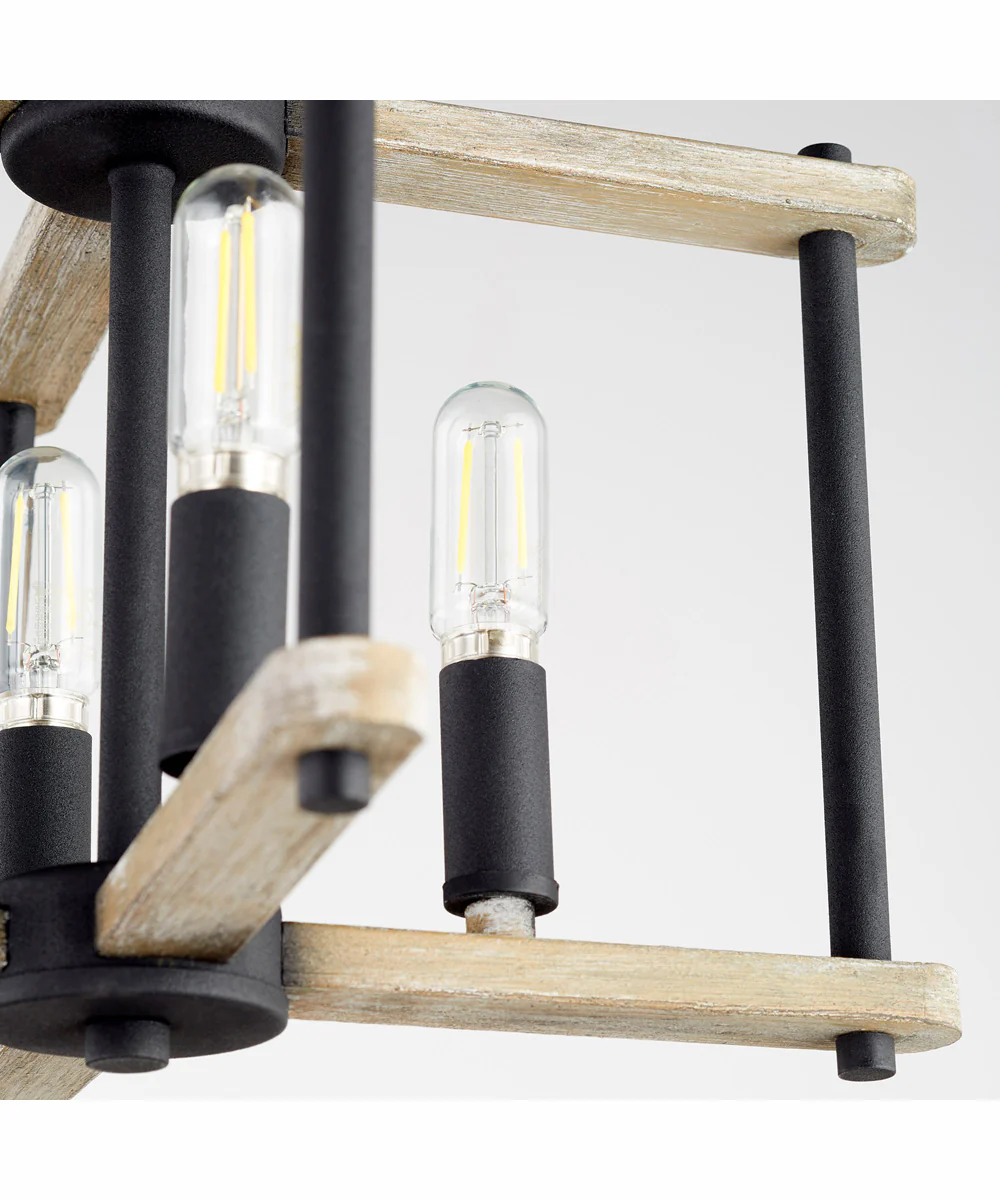 Silva 4-light Dual Mount Light Fixture Textured Black w/ Weathered Oak Finish - Image 2