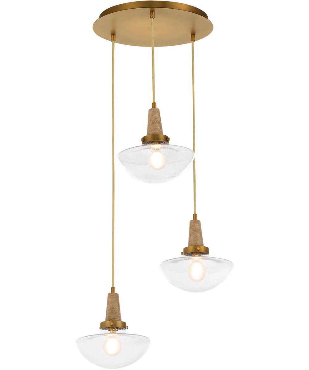 Stockport 3-light Pendant Brushed Brass - Image 2