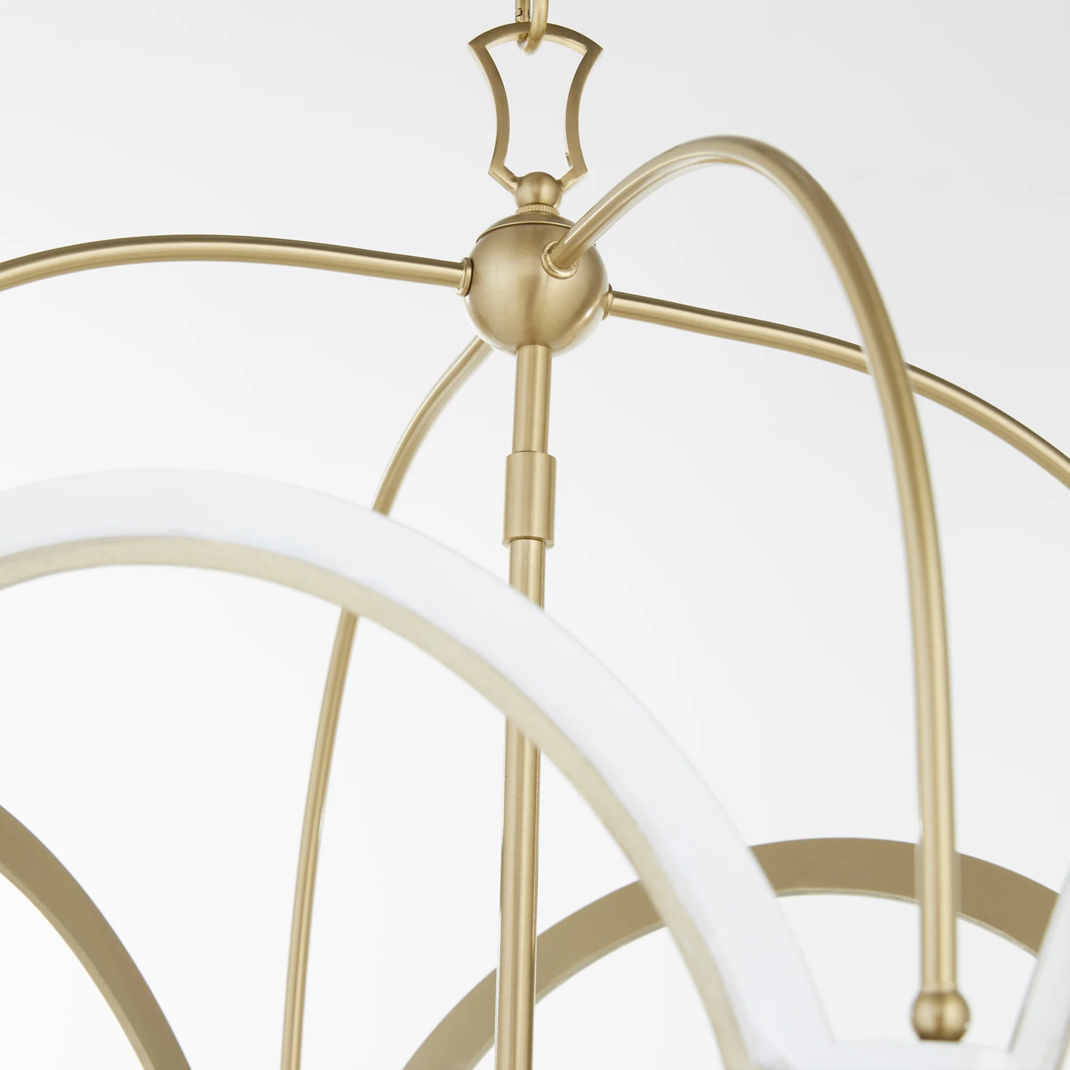 Tiffany 4-light Entry Foyer Hall Chandelier Studio White w/ Aged Brass - Image 4