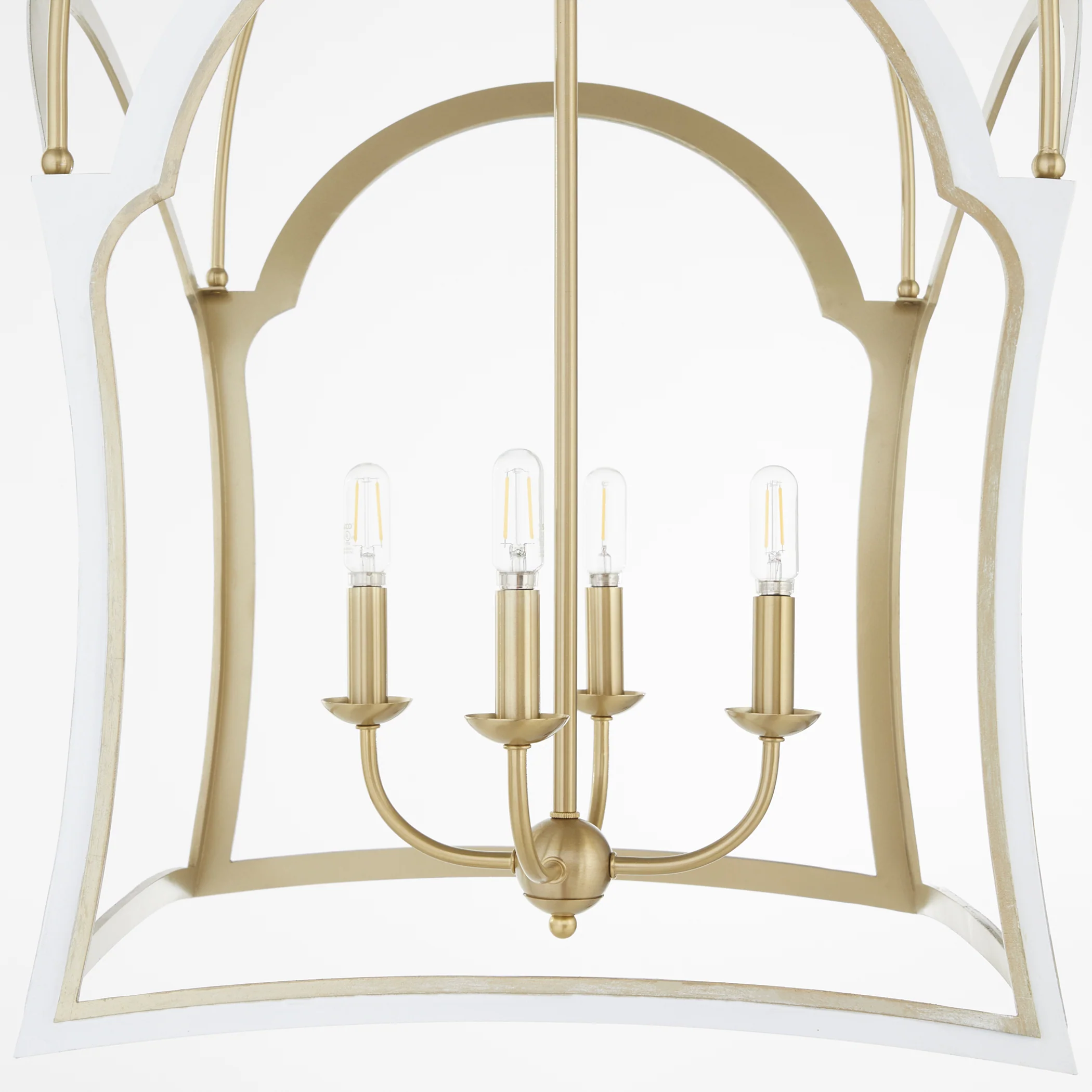 Tiffany 4-light Entry Foyer Hall Chandelier Studio White w/ Aged Brass - Image 5