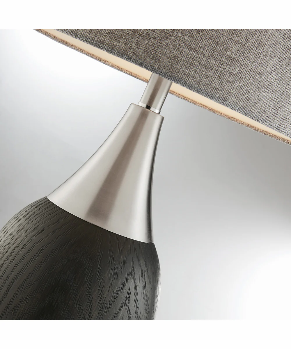 Ramona 1-Light Table Lamp D.Walnut Finished/Grey Fabric Shade - Image 2