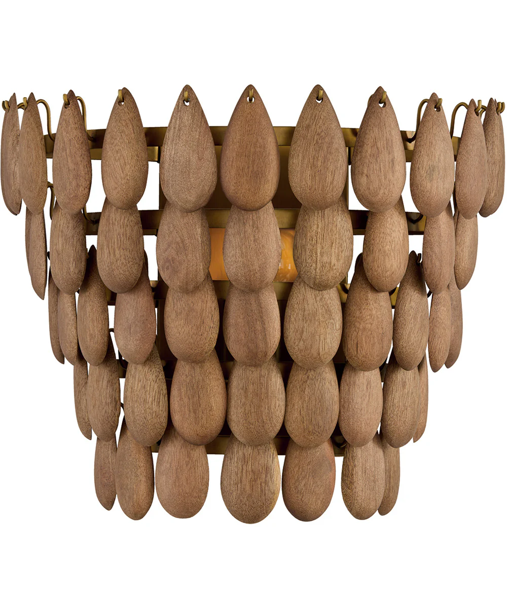Ravi 1-Light Sconce Light Wood and Patinaed Brass