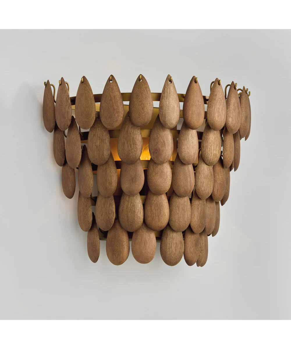 Ravi 1-Light Sconce Light Wood and Patinaed Brass - Image 2
