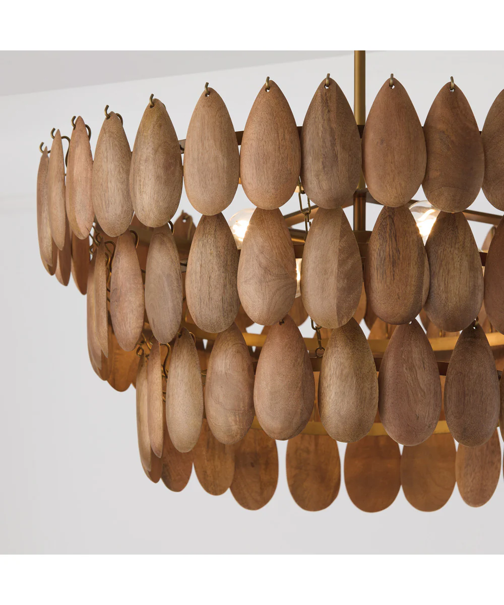 Ravi 4-Light Pendant Light Wood and Patinaed Brass - Image 4