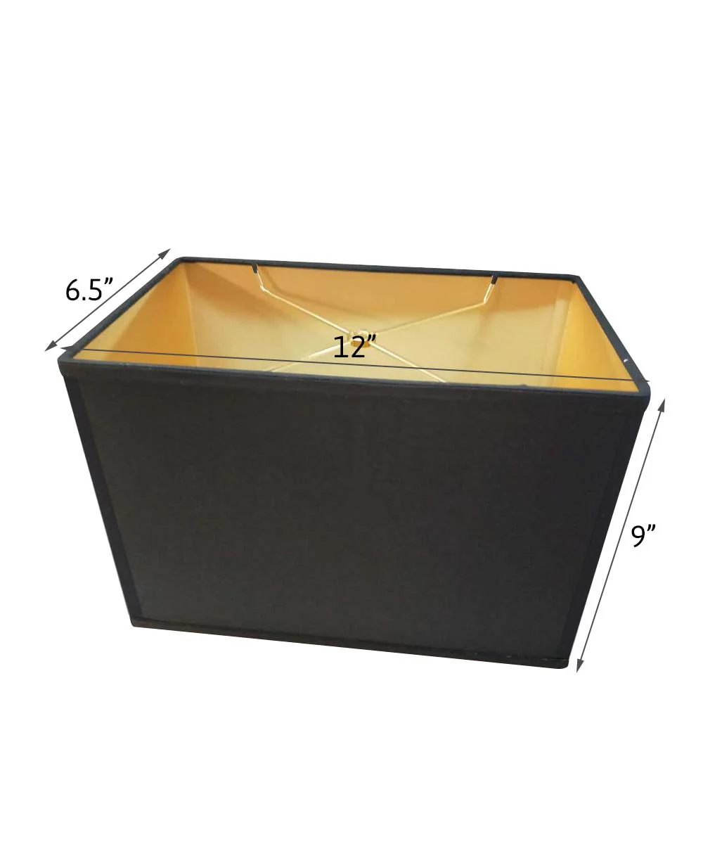 Rectangular Drum Lampshade (6.5x12) (6.5x12) x 9 Softback Black Shantung Fabric - Image 2