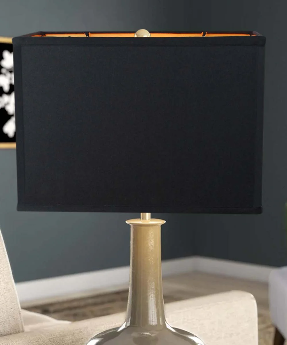 Rectangular Drum Lampshade (6.5x12) (6.5x12) x 9 Softback Black Shantung Fabric - Image 3