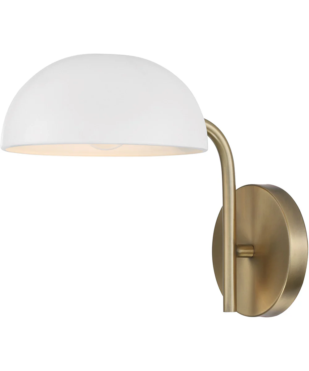 Reece 1-Light Sconce Aged Brass and White