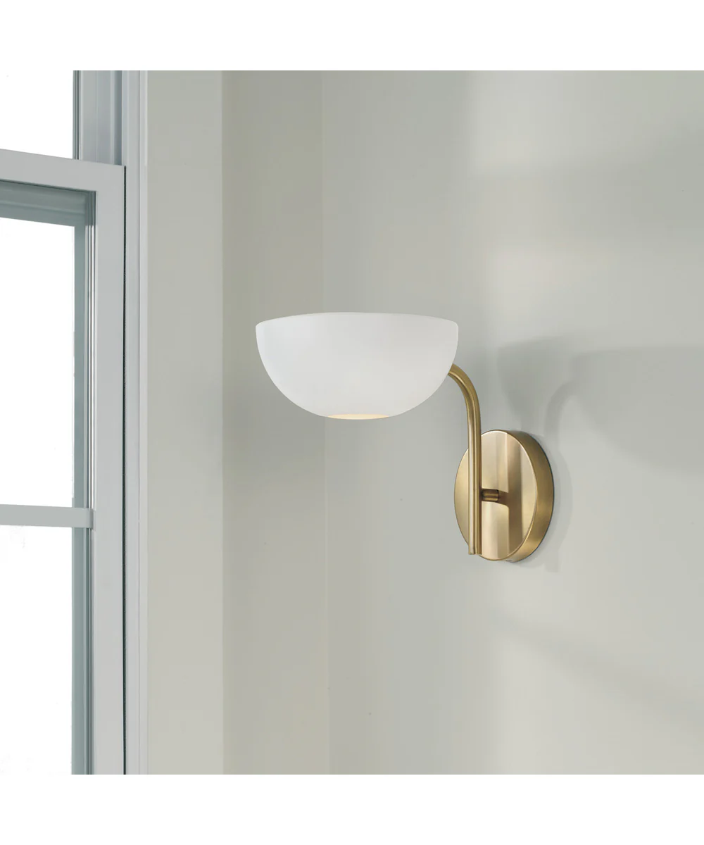Reece 1-Light Sconce Aged Brass and White - Image 2