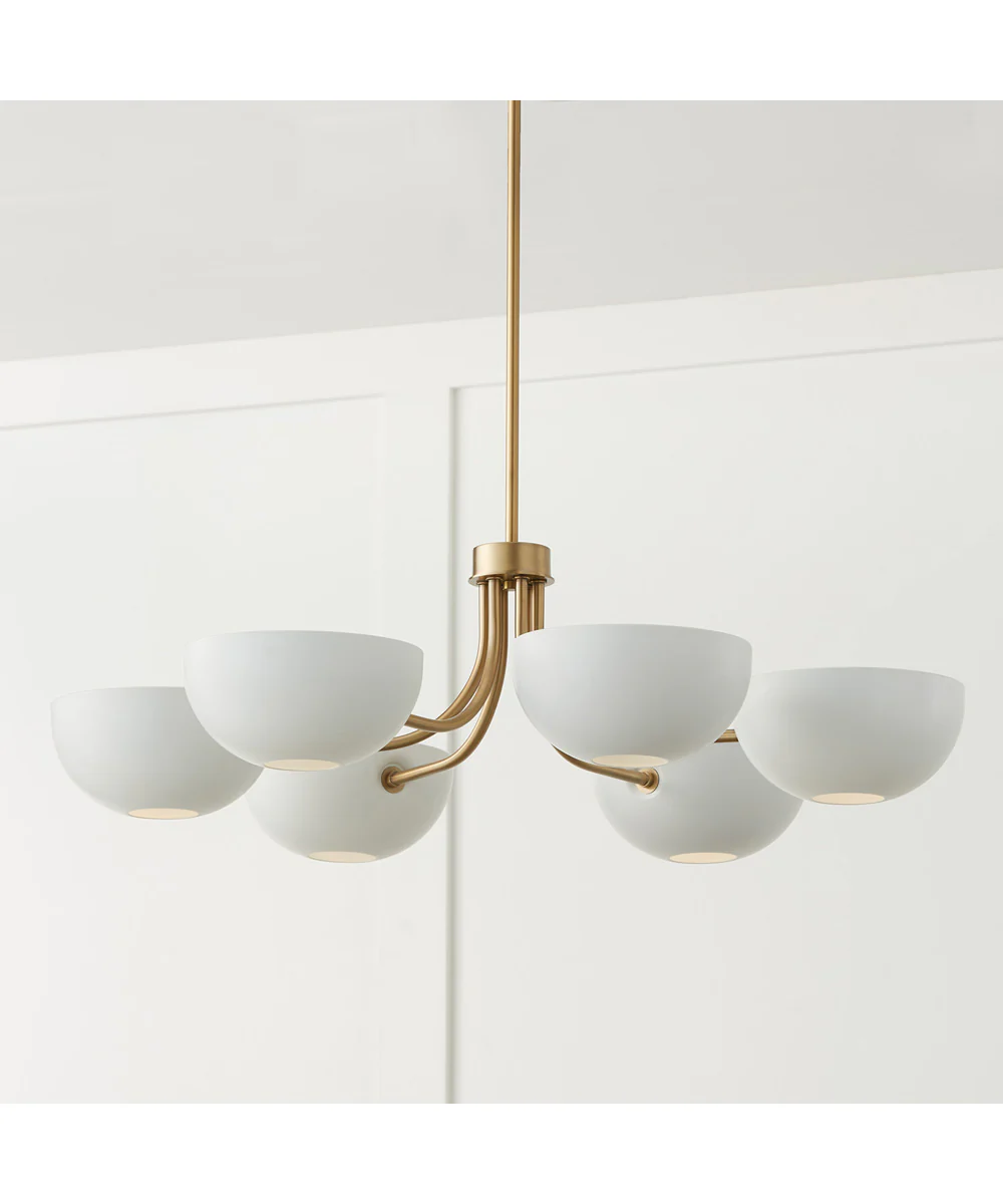 Reece 6-Light Chandelier Aged Brass and White - Image 3