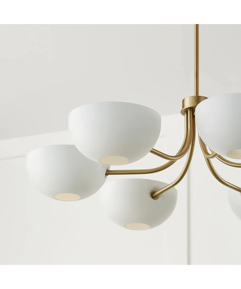 Reece 6-Light Chandelier Aged Brass and White - Image 4