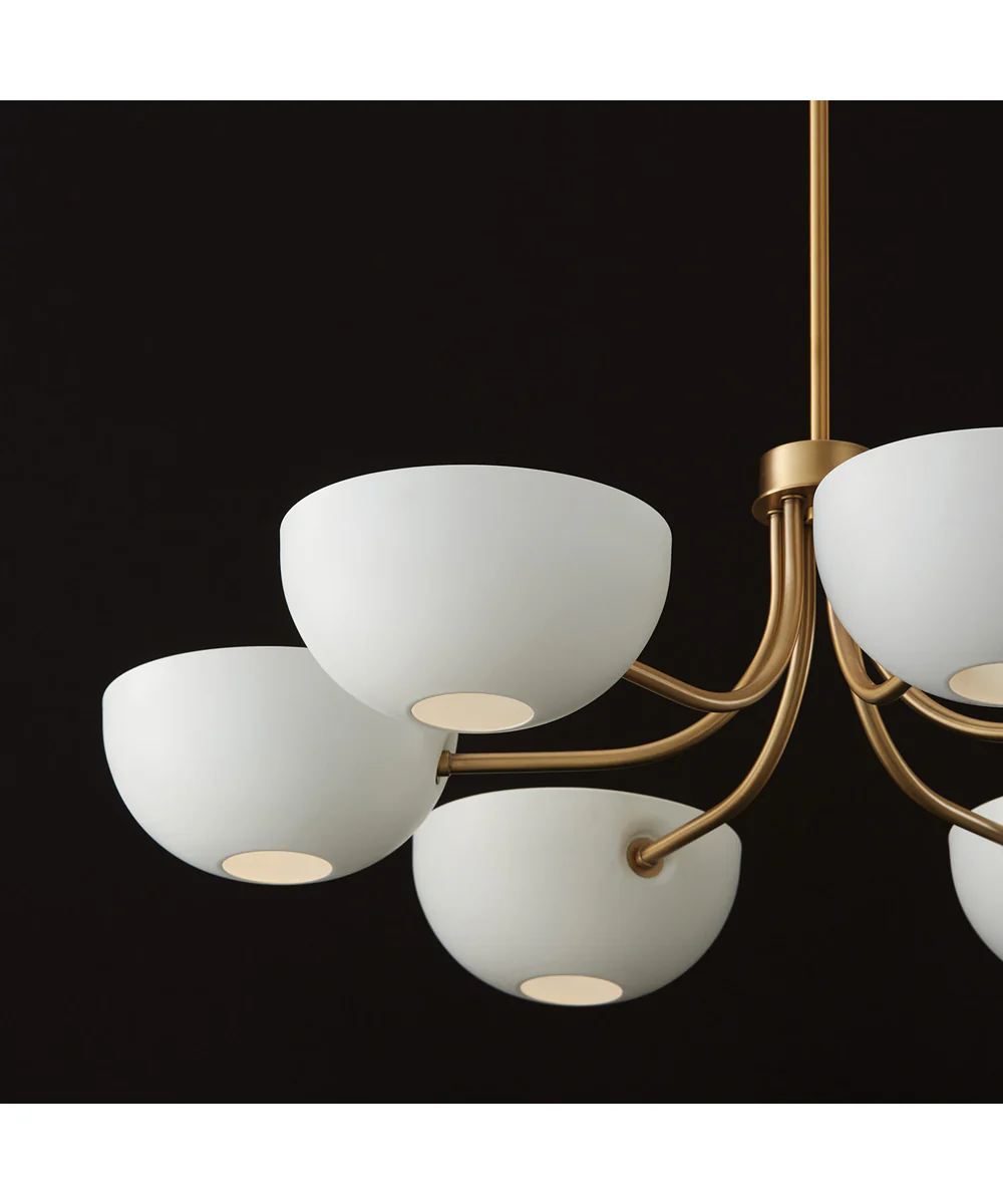 Reece 6-Light Chandelier Aged Brass and White - Image 5