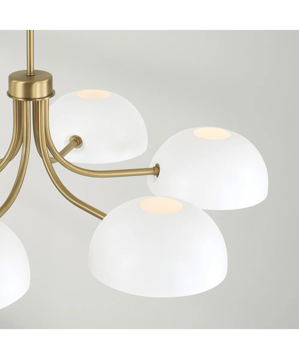 Reece 6-Light Chandelier Aged Brass and White - Image 8