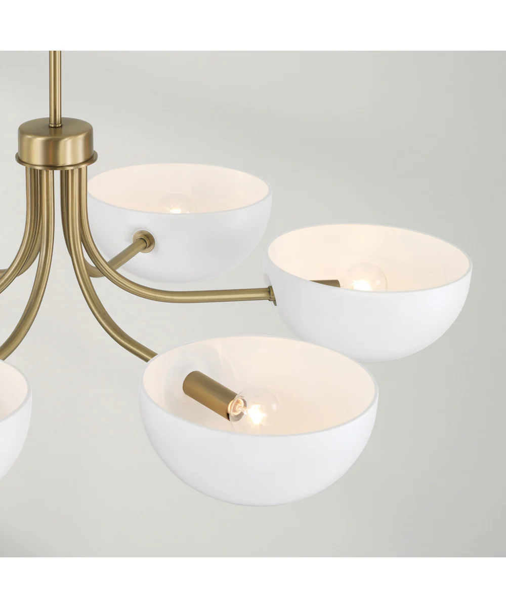 Reece 6-Light Chandelier Aged Brass and White - Image 9