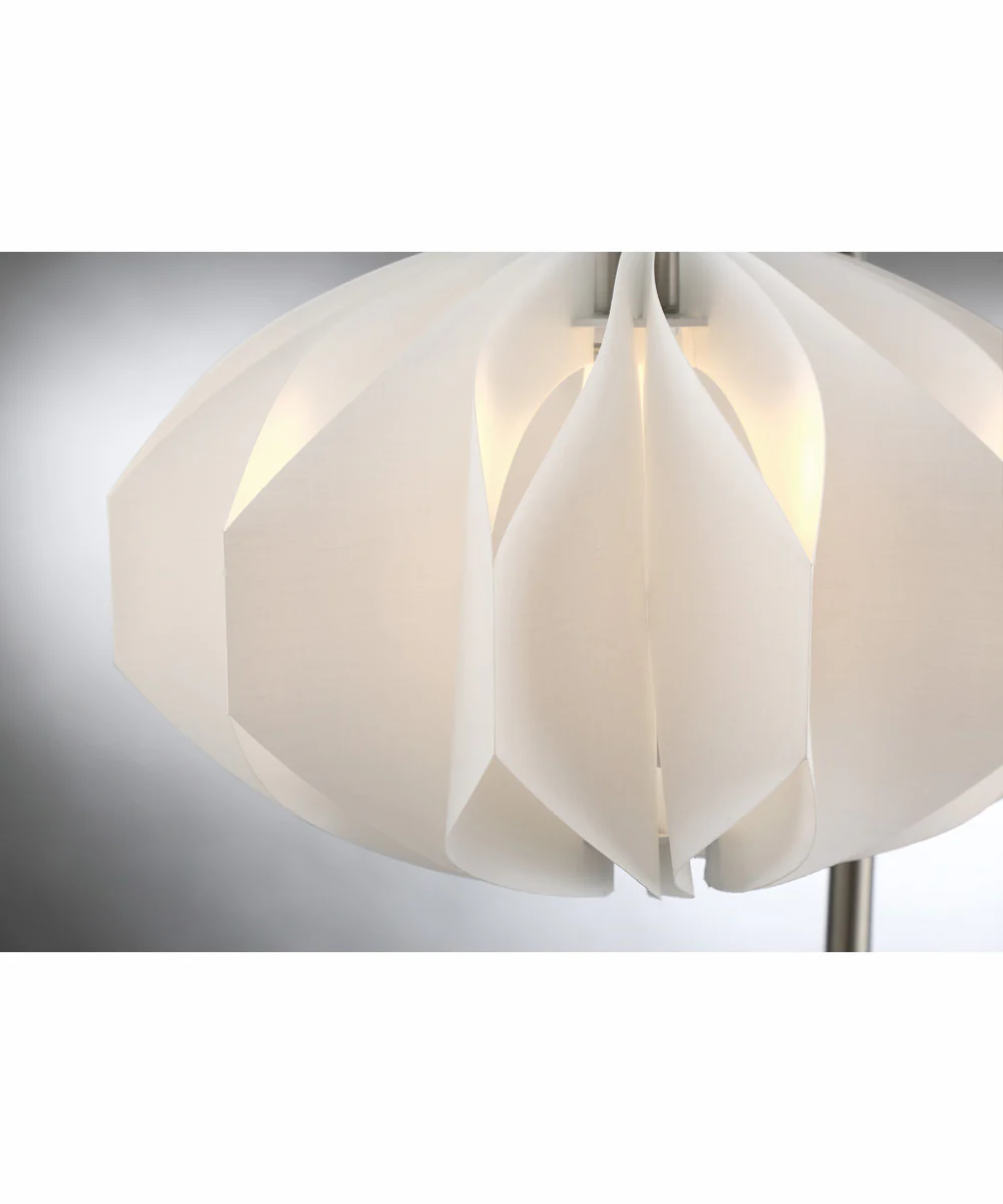 Reina 1-Light Table Lamp Brushed Nickel/White Fabric Lotus Shade - Image 2