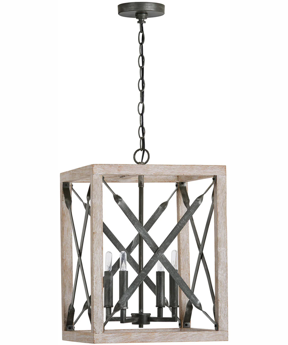Remi 4-Light Pendant Brushed White Wash and Nordic Iron