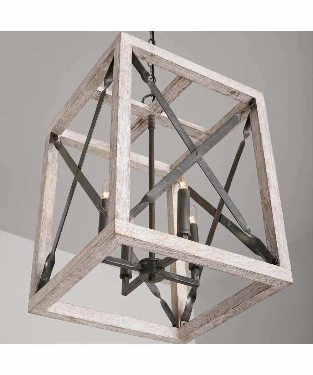 Remi 4-Light Pendant Brushed White Wash and Nordic Iron - Image 2