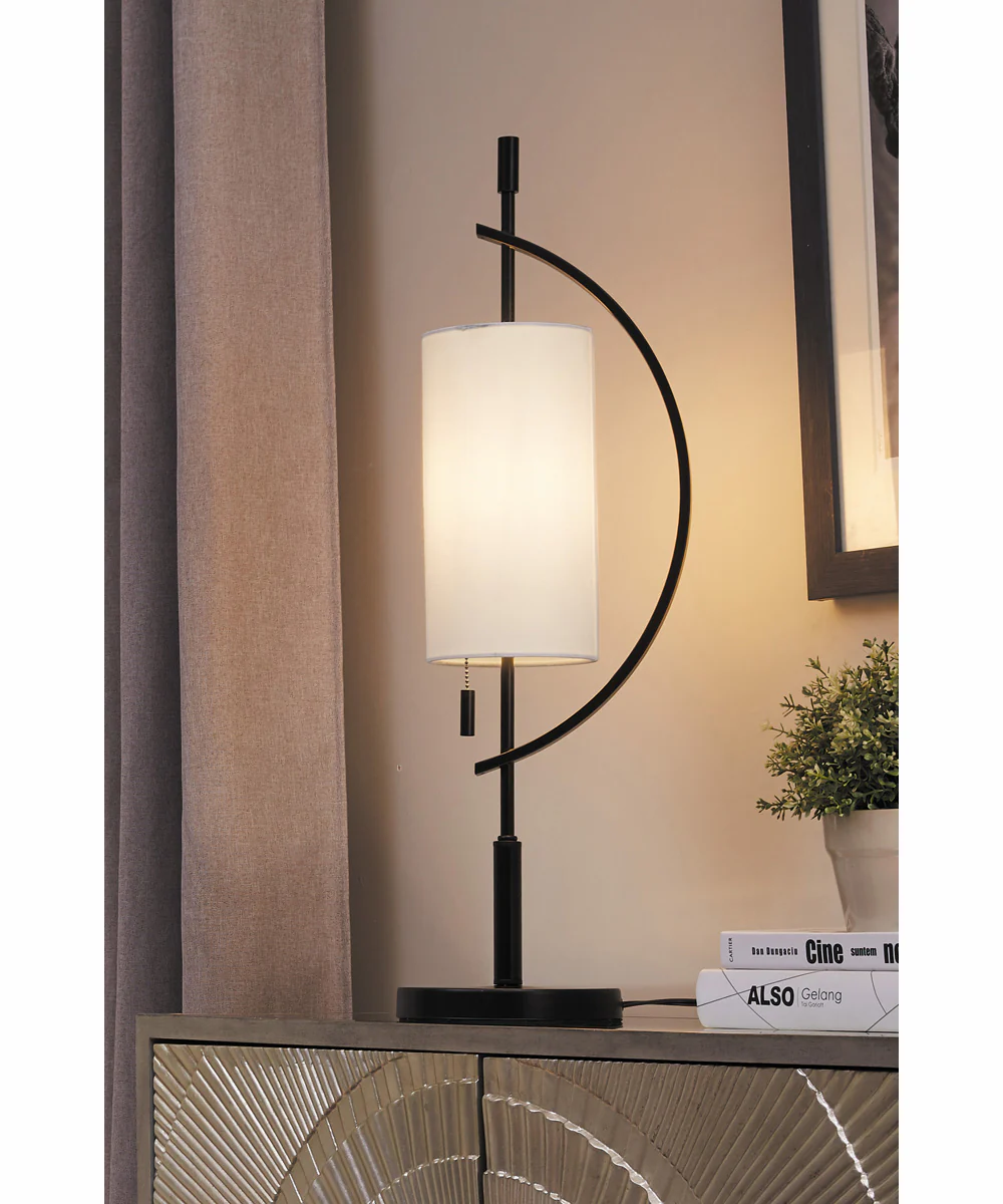 Renessa 1-Light Table Lamp Black/Off White Fabric Shade - Image 2