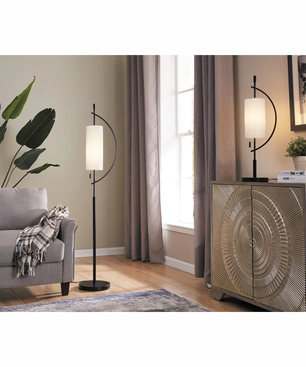 Renessa 1-Light Table Lamp Black/Off White Fabric Shade - Image 3